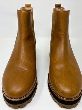 Madewell The Ivy Chelsea Boot Burled Wood Brown Leather Lug Sole 8.5 MA426
